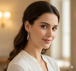 El Regalo Beverly Mint Designs Minimalist Teardrop Drop Earrings for Women & Girls - Classy Pastel Glass Stone Dangle Hooks for Western & Indo-Western Outfits (Lavender Mist)