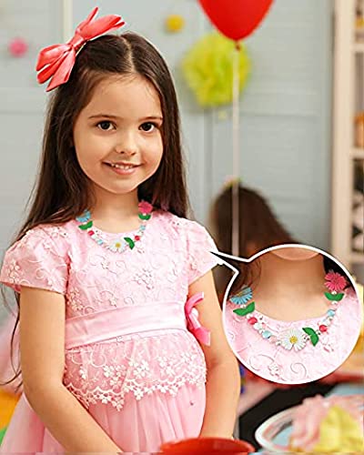 El Regalo Kids/Toddlers/Girls Wooden Beads Handmade Necklace & Bracelet Jewelry Sets (1 Necklace & 1 Bracelet): Kids Princess Jewelry Set (Flower Kids Jewelry Set)