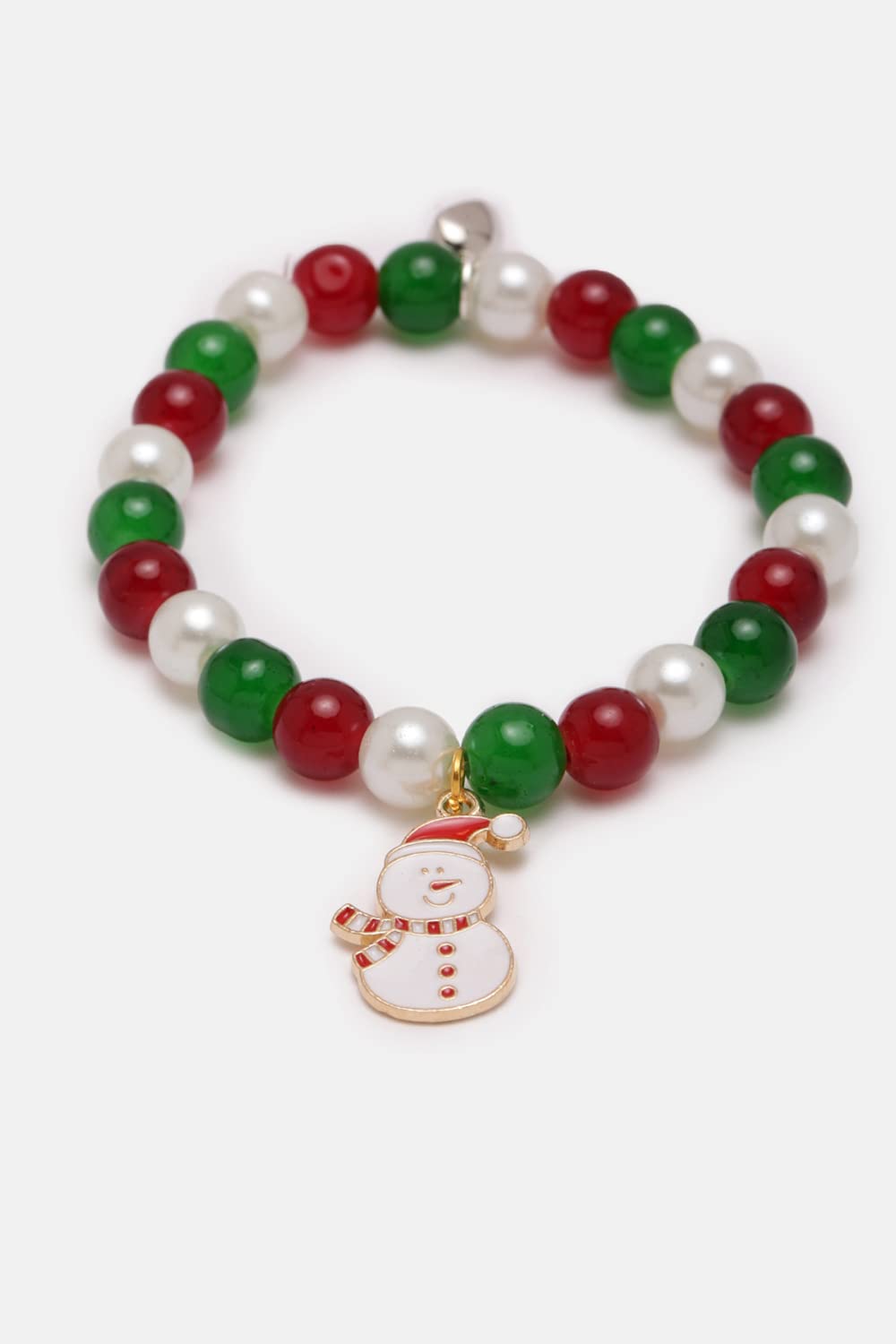 El Regalo 2PCs Christmas Bracelet Set Santa Claus Snowflake Christmas Tree Beaded Stretch Bracelet for Women Girls Stocking Stuffers Holiday Party Favors (Style-2)