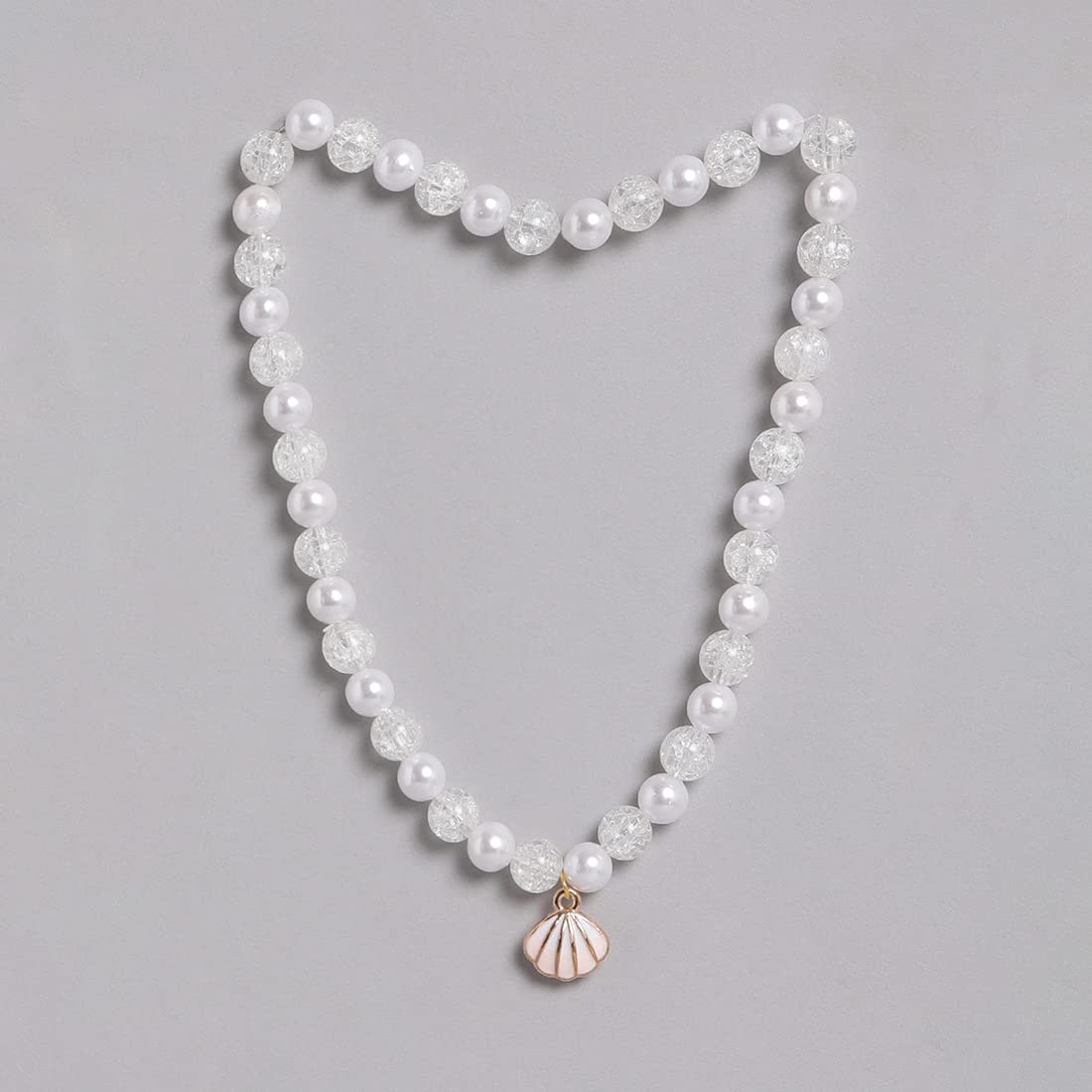 El Regalo 3 PCs Kids Girls Necklace, Bracelet & Earrings Jewelry Set- Girls Beaded Charms Princess Jewelry Set (Shell Charm Jewelry Set)