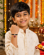 El Regalo 1PC Superhero Kids Rakhi- Fun Kids Bracelet Rakhi with Roli Chawal, Rakhi Message Card in Rakhi Gift Box for Little Bro/Sister/Niece or Nephew (Thor Black Rakhi)