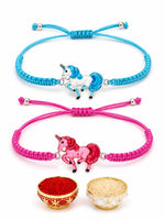 El Regalo 2 Unicorn Rakhis Gift Combo for Littler Brother/Kids beautiful Kids Rakhi Set with 2 Rakhis, shagun & Rakhi Message Card in Gift Box for Brother/Sister/Niece and Nephew (Option-3)