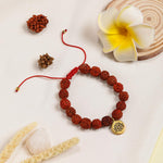 El Regalo Unisex 1 PC Natural Rudraksha Beads Adjustable Bracelet: Handmade Lord Shiva Rudraksha Beads Bracelet with Spritual OM/Aum, Budhdha, Lotus Charms (Golden Lotus Rudraksha Bracelet)