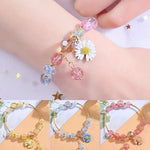 El Regalo 1PC Daisy Flower/Sunflower Crackle Beads Stretch Bracelet for Girls & Women- Fancy Floral Bracelets (Green)