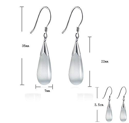 El Regalo Opal Cat's Eye Drop Earrings for Girls & Women - Valentines Day Gift for Girlfriend & Wife (White)
