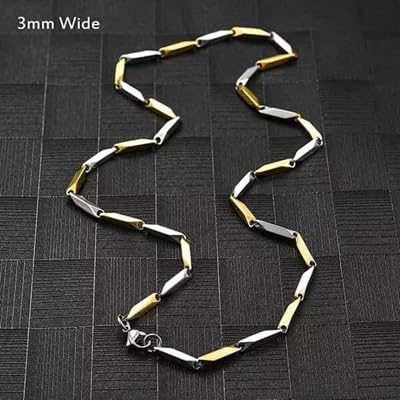 El Regalo Elegant Dual Tone Stainless Steel Unisex Rice Chain for Men & Women- Gold Silver Tone - Italian Dual Tone Rice Anti Tarnish/Waterproof Chain