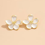 El Regalo Enameled Flower Stud Earrings for Women- Trendy Statement Big Flower Earrings