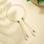 El Regalo Handcrafted Gold Plated Arm Cuff Jewelry for Women/Girls - Stone Pendant Armband Tassel Arm Bands (Green Stones)