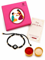 El Regalo Evil Eye Bracelet Rakhi for Brother with Roli Chawal in Gift Box (Black)
