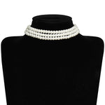 El Regalo Elegant Round Imitation Pearl Multi Strands Choker Necklace for Girls & Women- Party Pearl Necklace with Stainless Steel Chain