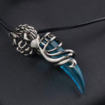 El Regalo Unisex Tooth Pendant Necklaces | Stainless Steel Crystal Pendant Adjustable Black Cord Unisex Necklace for Women & Men (Blue)
