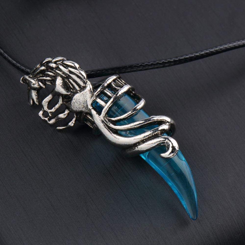 El Regalo Unisex Tooth Pendant Necklaces | Stainless Steel Crystal Pendant Adjustable Black Cord Unisex Necklace for Women & Men (Blue)