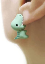 El Regalo Cute 3D Dinosaur Earrings for Girls & Women - Fun Tyrannosaurus Clay Earrings - Unique Dinosaur Biting Ear Design Jewelry - Playful & Adorable Earrings