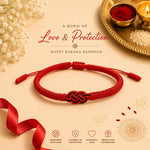 El Regalo 1PC Infinity Love Knot Lucky Rakhi for Brother - Hand Braided Amulet Knot Thread String Rakhi with Roli Chawal, Rakhi Message Card in Gift Box (Red)