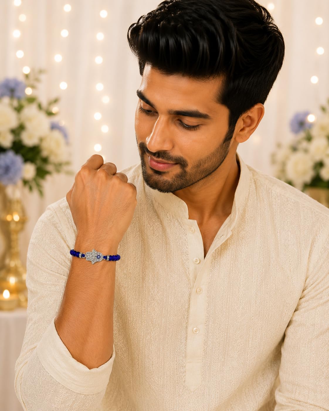 El Regalo Fancy Hamsa Hand Evil Eye Protection Bracelet Rakhi for Brother