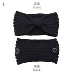 El Regalo Knitted Winter Twist Woolen Warm Headband with Buttons for Face Mask Cover | Cold Weather Hair Accessories Head Wrap | Winter Designer Headbands for Women & Men (Black)