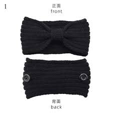 El Regalo Knitted Winter Twist Woolen Warm Headband with Buttons for Face Mask Cover | Cold Weather Hair Accessories Head Wrap | Winter Designer Headbands for Women & Men (Black)