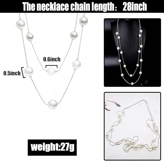 El Regalo Layered Faux Pearl Long Necklace for Women & Girls - Bohemian Chic Statement Jewelry | Simulated Pearls & Brass Snake Chain | Double Strand Sweater Necklace for Elegant Occasions (Silver)