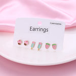 El Regalo 3 Pairs Hypoallergenic Earrings Set for Girls Teens Kids- Tiny Stud Earrings Set Heart Butterfly Rainbow Star Unicorn Straberry Ice Cream Cute Earring (Style-1)