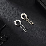El Regalo Pearl Ear Cuffs Earrings for Girls/Women- Non Piercing Cartilage Cuff Wrap Clip on Earrings Pearl Tassel Chain Earrings (Silver)