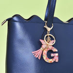 El Regalo Personalized Name Initials Butterfly Charm Keychain - Custom Letter Keyring with Pink Tassel & Butterfly Pendant, Purse, Bag, Backpack Accessory (G Letter)
