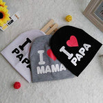 El Regalo 2 PCs I Love Mama Papa Caps | Knitted Cotton Beanies Hats for Kids/Children | Soft Caps for Girls & Boys (1 Year- 4 Years) (Black)