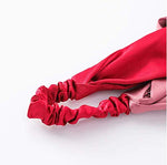 El Regalo Fashion Double Color Splicing Satin Wide Border Criss Cross Knotted Belt Retro Elastic Hair Band for Girls & Women (Red)