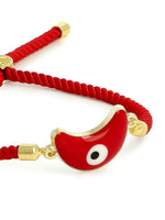 El Regalo 1PC Evil Eye Rakhi with shagun & Message Card Gift Box- Crescent Moon Evil Eye Unisex Rakhi for Brother/Bhabhi/Niece or Nephew (Red Moon Evil Eye Rakhi)