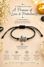 El Regalo Minimalist Cute Lucky Turtle Bracelet Rakhi for Brother- Black