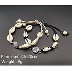 El Regalo Womens 2 Pcs Handmade Cowrie Shell Braided Bracelet Cum Anklet