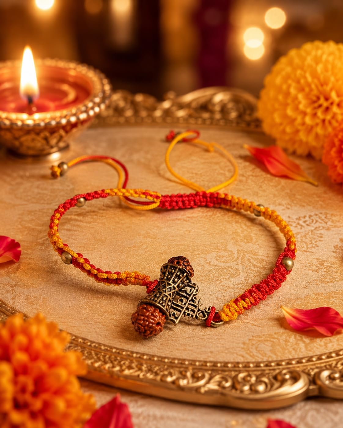 El Regalo Rudraksha Rakhi- Om Namah Shivay Rudraksha Rakhi for Bhai/Brother - Traditional Yet Elegant Rudra Shiva Rakhi