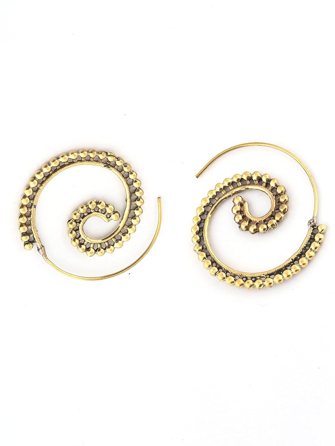El Regalo 2 Pairs Tribal Bohemian Style Spiral Hoop Earrings Combo for Girls & Women