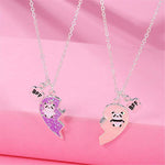 El Regalo BFF 2PCs-Split Magnetic Matching Best Friends Forever Pendant Necklaces Set- Rainbow Hearts, Mermaid Shell, Unicorns, Butterflies Pendant Friendship(Magnetic BF Panda) For Unisex Adult