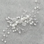 El Regalo Bridal Hair Side Comb For Women- Wedding Girls Hair Clip Leaves Pearl Rhinestone Crystal Spray Flower Hair Floral Vintage Hair Barrette Bridesmaids Headpiece