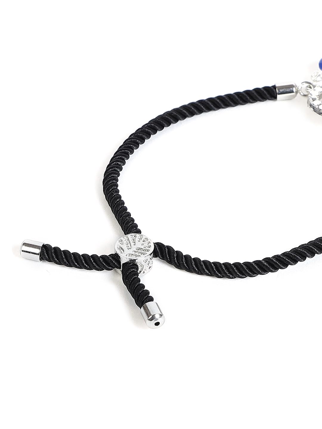 El Regalo Name Initials Evil Eye Bracelet Rakhi for Brother- Name Letter CZ Rakhi with Roli Chawal, Message Card in Rakshabandhan Box for Bhai (Black-G)