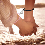 El Regalo Mutual Attraction Magnet Matching Couple Rope Braided Bracelet Set for Men and Women (Pink & Black Heart)