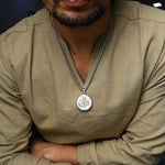 El Regalo AUM OM Pendant Necklace for Men/Boys: Stainless Steel OM Mahadev Damroo Pendant Necklace for Man/Boys (Silver OM)