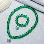El Regalo 2 PCs Resin Shell Pendant Colorful Sparkly Crackle Beads Pendant Necklace & Bracelet Set for Kids/Girls- Christmas/Birthday Gift for Girls Kids (Green)