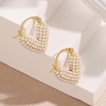 El Regalo Gold-Plated Pearl Heart Hoop Earrings for Women & Girls - Classic, Elegant Tiny Pearl Heart Hoops, Trendy & Fashionable Earrings for Everyday Wear