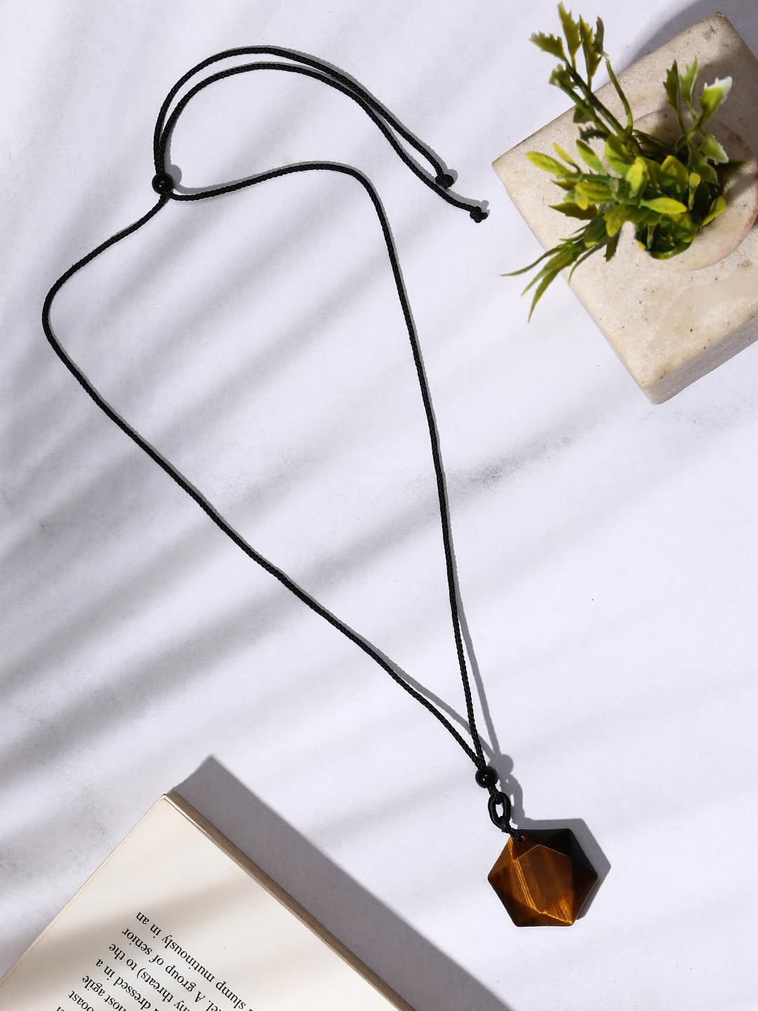 El Regalo Natural Healing Stones Hexagram Pendant Unisex Necklace for Men/Women (Brown Tiger Eye)