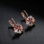 El Regalo Elegant Sparkling Colorful Cubic Zirconia Flower Earrings For Teen Girls/Women- AAA Swiss Cubic Zirconia Flower Multicolour Earrings