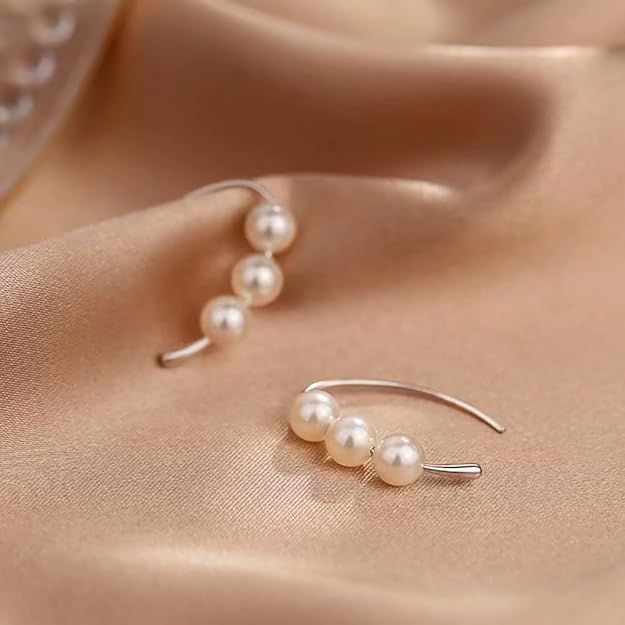 El Regalo Elegant Faux Pearl Earrings for Women - Elegant 18K Gold & Silver Plated Moti Jewelry Collection | Fancy Studs, Dainty Drops & Long Dangle Pearls Earrings for Girls (Style-9)