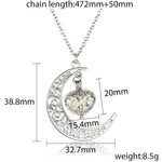 El Regalo Valentine's day gift-Glow In The Dark Moon with hanging Heart Pendant Necklace | Frozn Forest 925 Silver Plated Girls Pendant Necklace