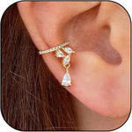 El Regalo Fancy CZ Ear Cuffs for Girls/Women- Non Pierced Ear Cartilage Clip On Wrap Hoop Earrings- Cubic Zirconia Cartilage Ear Clip On Ear Wraps