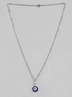 El Regalo Elegant Evil Eye Necklace - Evil Eye Handmade Glass Lamp work Unisex Pendant Necklace for Men, Women, Girls & Boys | Evil Eye Pendant Necklace (Silver)