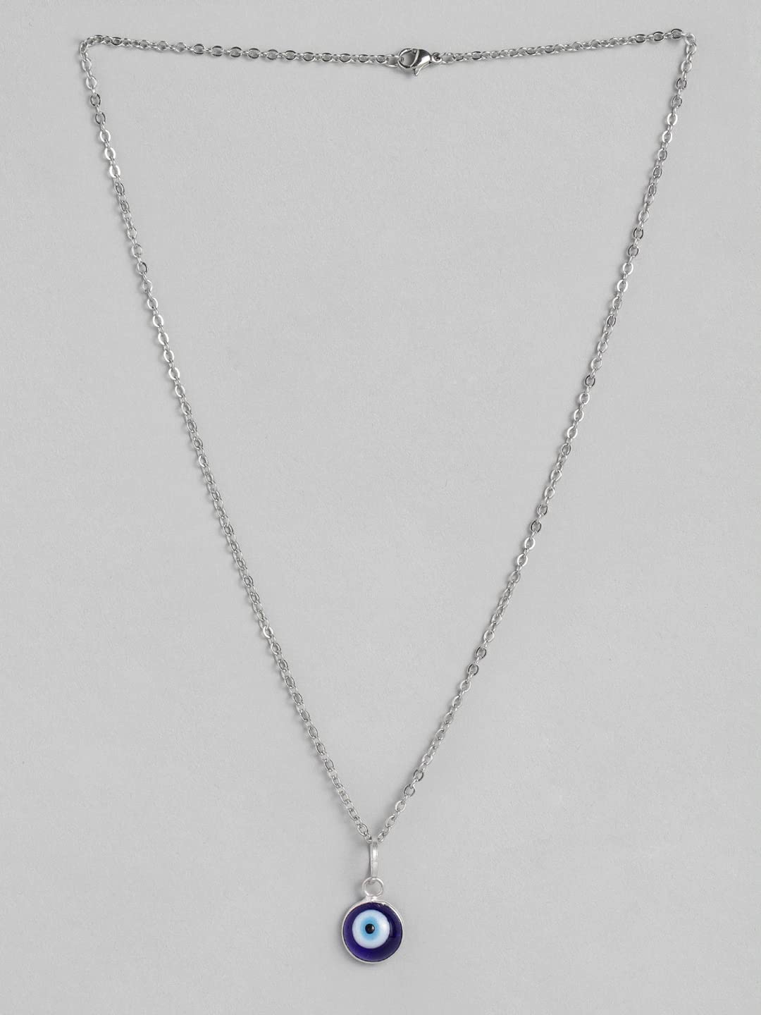 El Regalo Elegant Evil Eye Necklace - Evil Eye Handmade Glass Lamp work Unisex Pendant Necklace for Men, Women, Girls & Boys | Evil Eye Pendant Necklace (Silver)