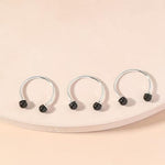 El Regalo 3PCS Adjustable Open Rings Set for Women & Girls | Minimalist Pearl & Bead Finger Rings | Fashion Stackable Ring Set (Black)