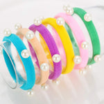 El Regalo Imitation Pearls Elastic Rubber Band Ties Ponytail Holder Scrunchy (Combo Set of 6) | Fancy Rubber Bands for Girls & Women | Fancy Rubber Bands for Hairs (Mixed Light Colors)