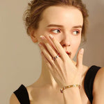 El Regalo Fashion Classic Titanium Steel Women Stacking Ring- Anti Tarnish/Waterproof Cubic Zirconia Stainless Steel Promise Ring for Girls & Women (Gold, 8)