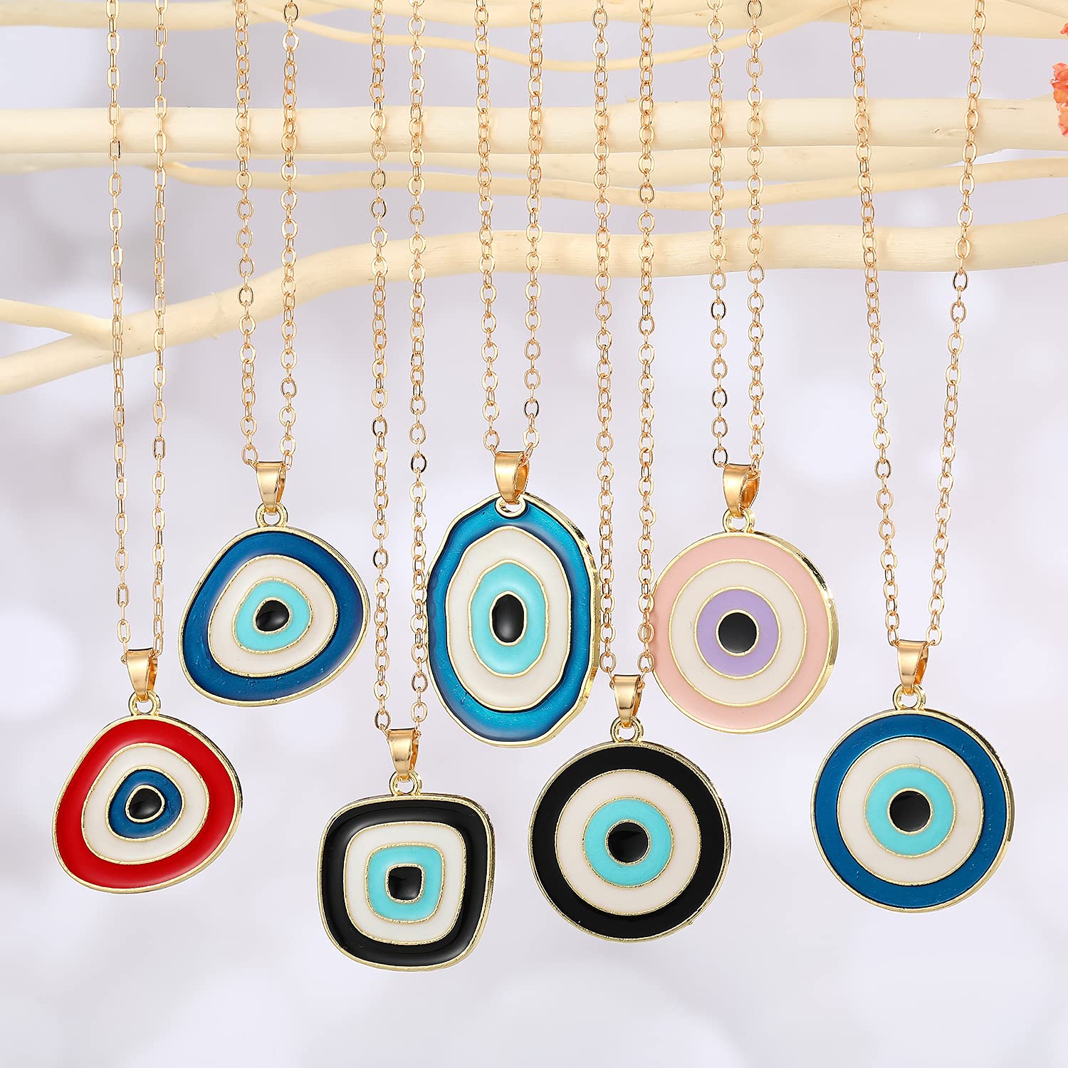 El Regalo 1 PC Evil Eye Enamel Protection Necklace for Girls & Women | Gold Plated Fashion Evil Eye Necklace (Black Evil Eye)